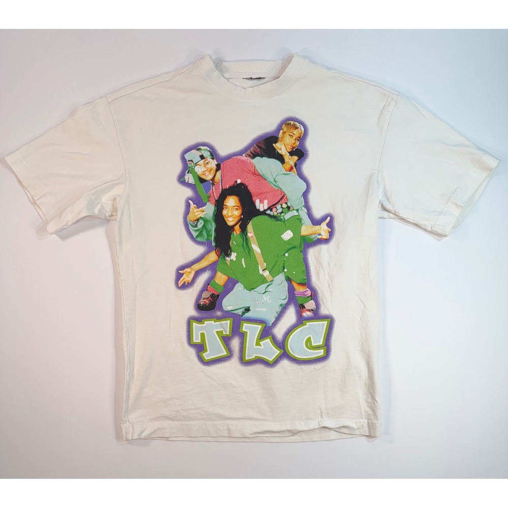 TLC Graphic T-Shirt Mens Large White 90s R&B Group Merch Traffic 2023 Print